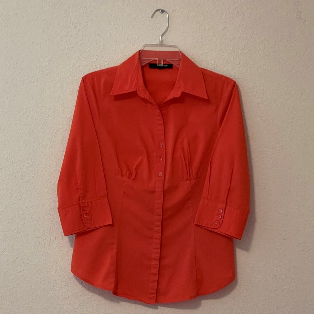 C&A Tendency Brand Button up Shirt Top Women Size 14 Orange